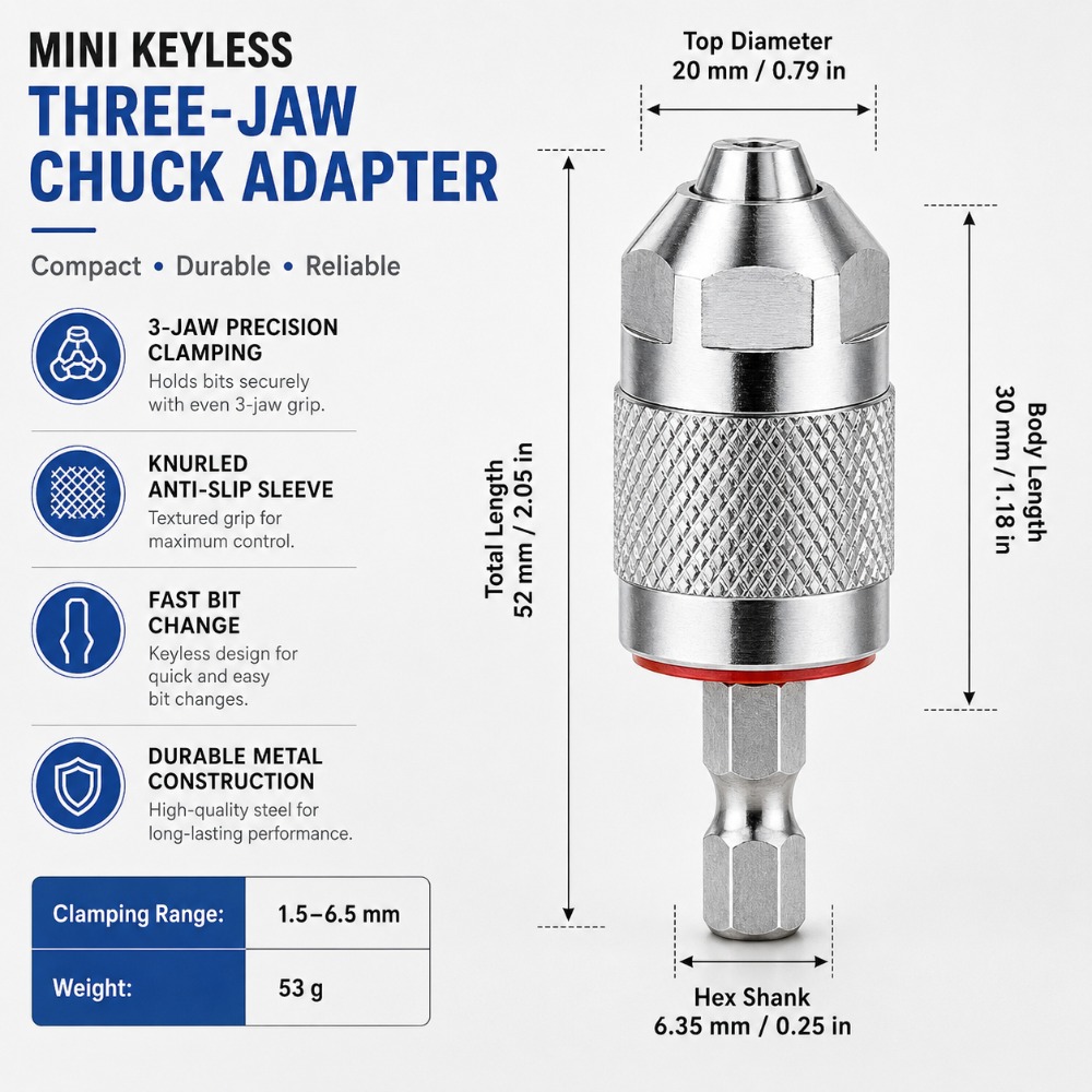 3 Jaw Drill Chuck Adapter with - огляд і ціна Power Tools For Woodworking