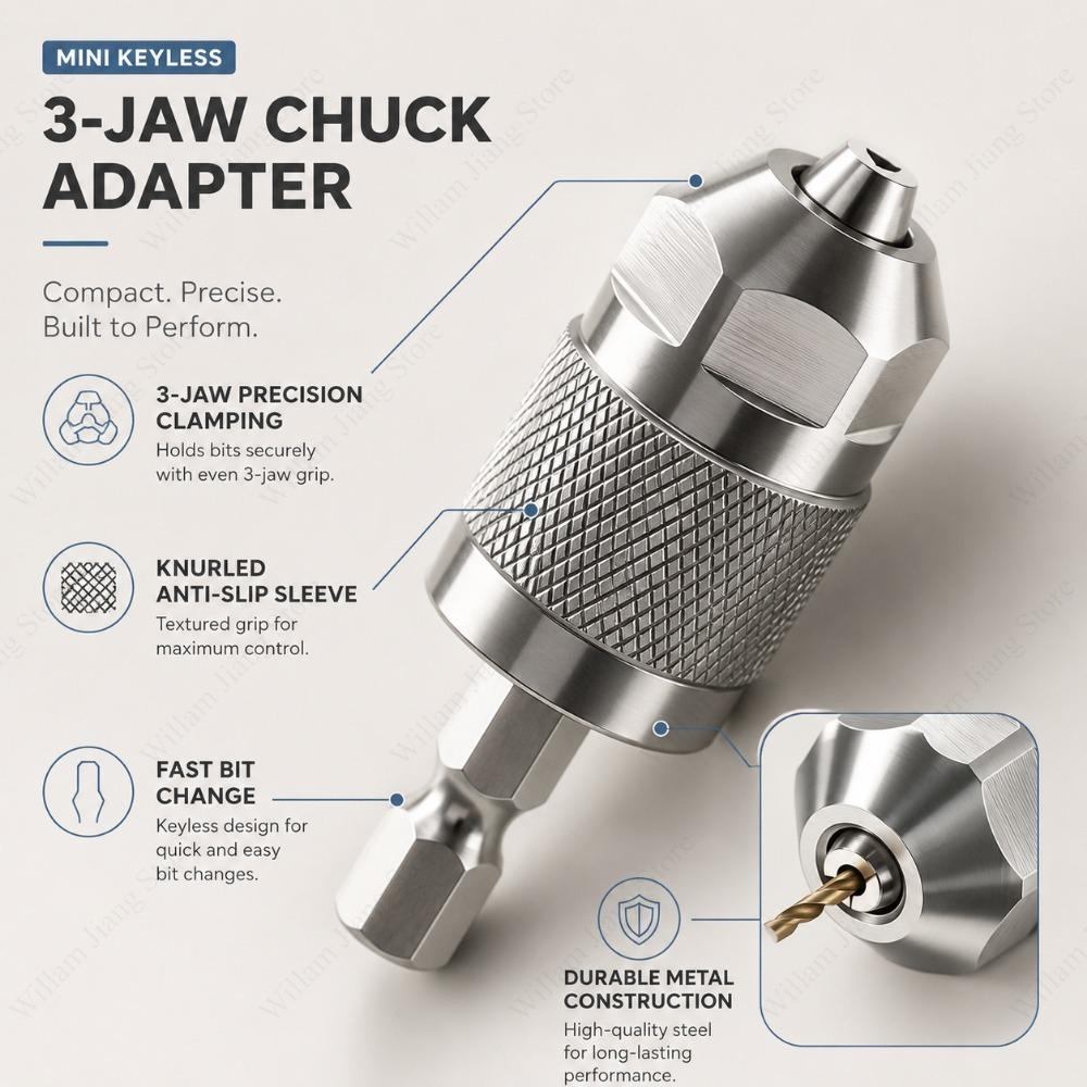 3 Jaw Drill Chuck Adapter with - огляд і ціна Power Tools For Woodworking